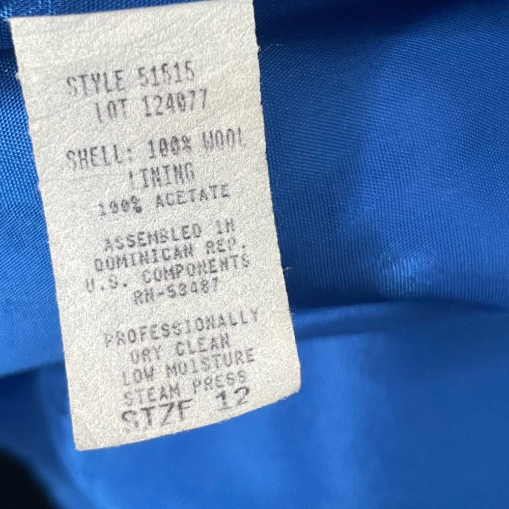 Savannah Wool Royal Blue One Button Blazer Sz 12 - Picture 9 of 10